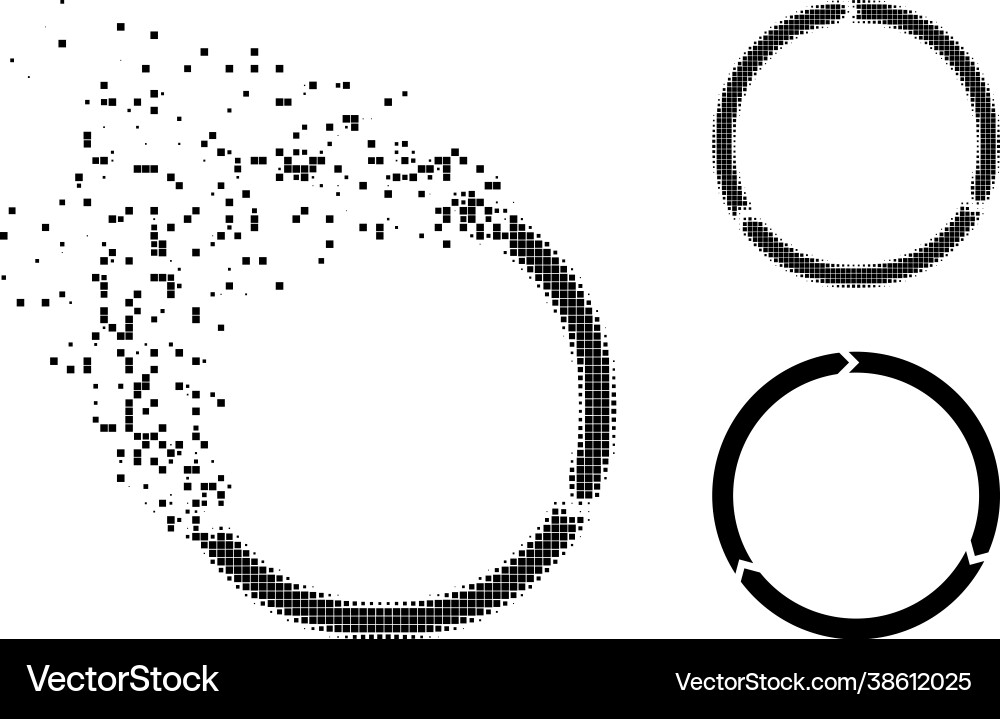 Disintegrating and halftone pixelated rotation Disintegrating and halftone pixelated rotation Vector Image