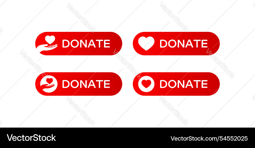 Donate web buttons red with hand Donate web buttons red with hand vector image