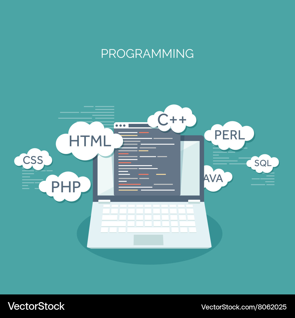 Flat background coding Vector Image