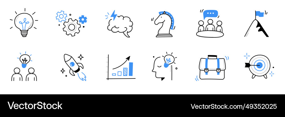 Geschäftsidee Startup doodle line icon set hand Geschäftsidee Startup doodle line icon set hand vektorbild
