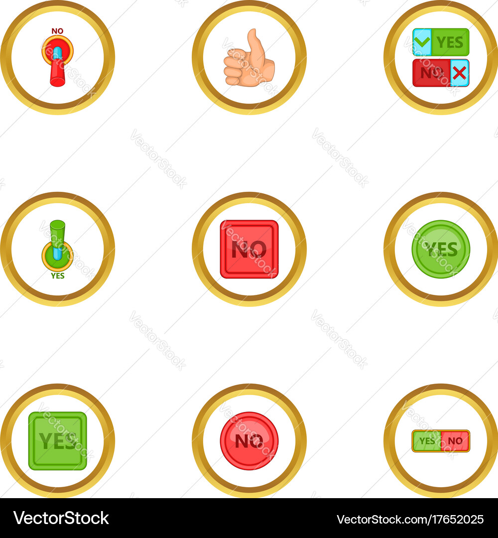 Interface button icons set cartoon style Vector Image