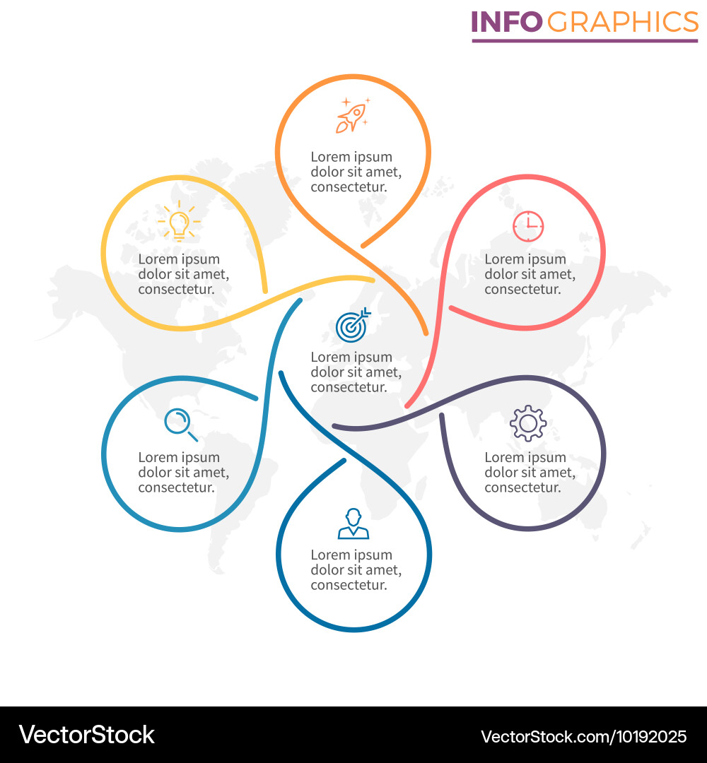 Linear infographics chart with 6 steps options Vector Image