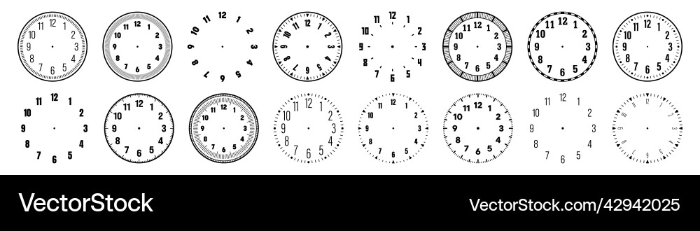 Mechanische Uhrenflächen mit arabischen Ziffern Lünette Mechanische Uhrenflächen mit arabischen Ziffern Lünette vektorbild