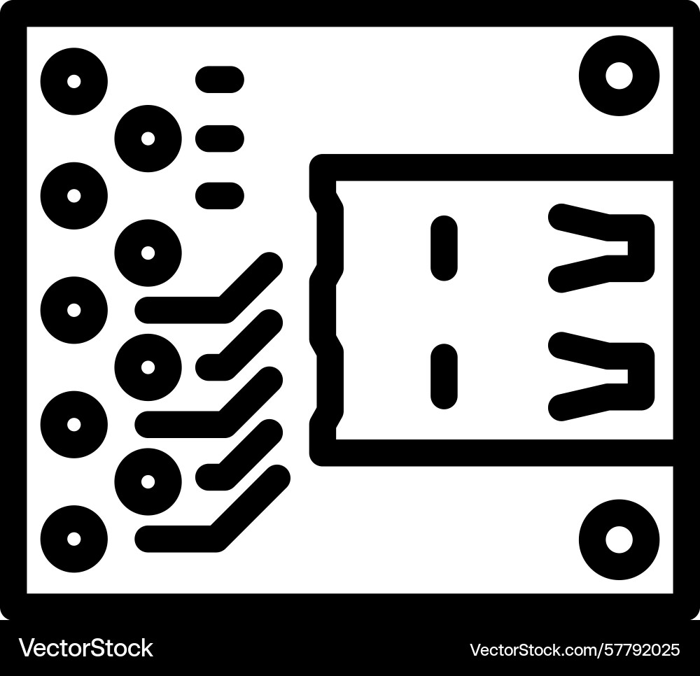 Pcb connected usb port line icon Pcb connected usb port line icon Vector Image