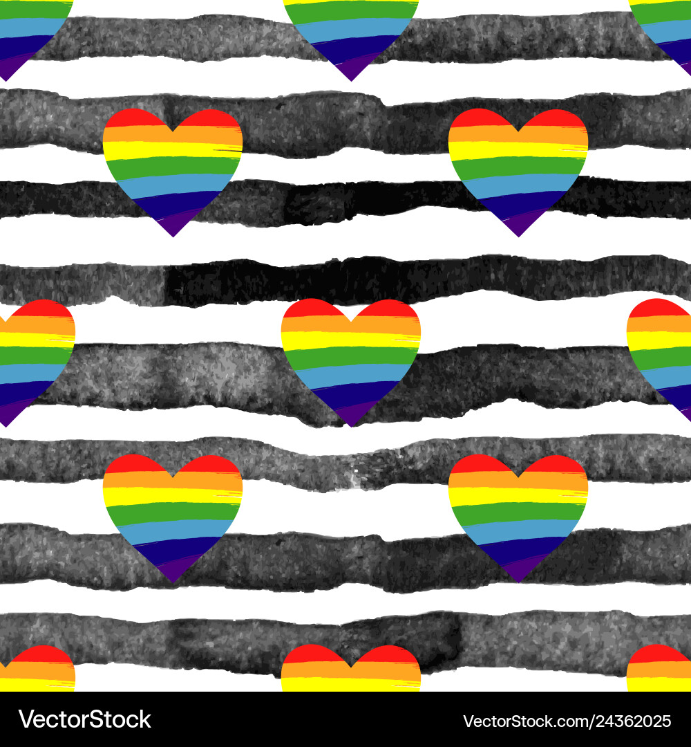 Rainbow Heart Seamless Pattern Royalty Free Vector Image