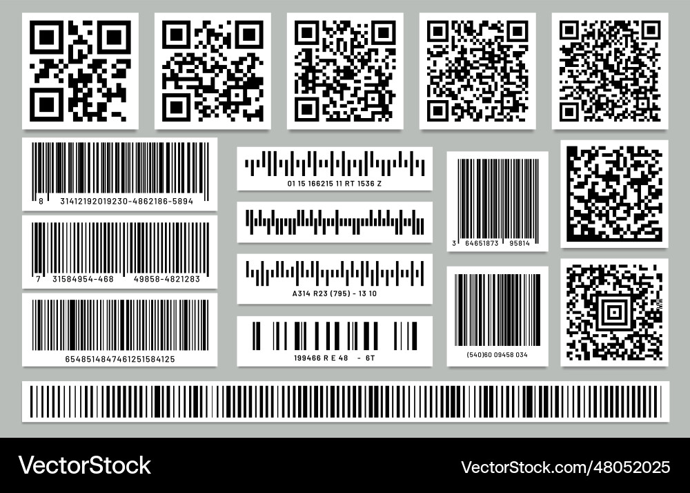 Rectangle barcode qr code set Vector Image