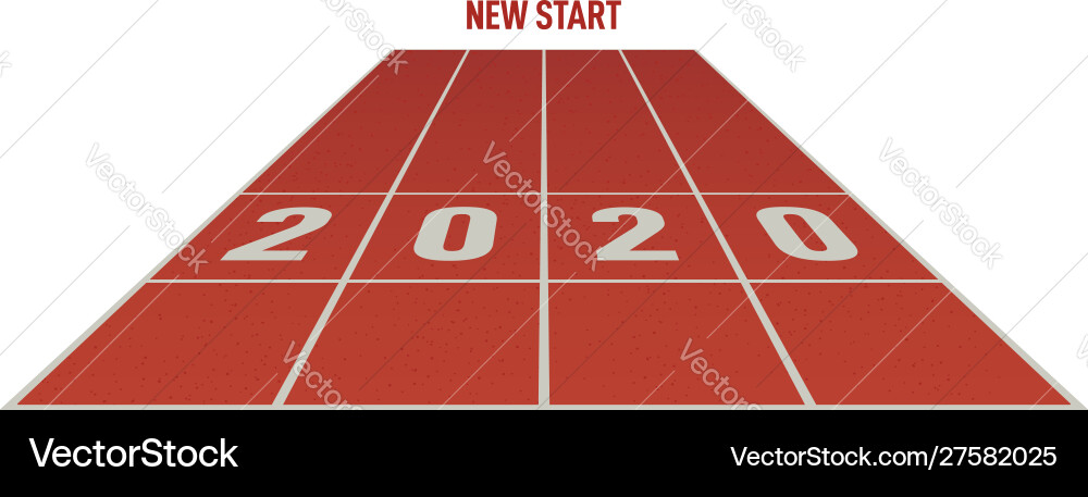 Running track with 2020 numbers in perspsective Running track with 2020 numbers in perspsective vector image