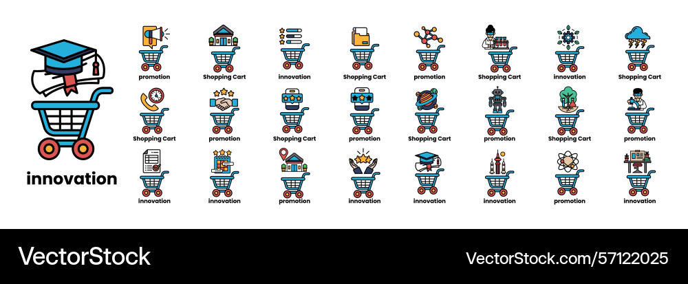 Set of in the concept carts and items line Set of in the concept carts and items line vector image