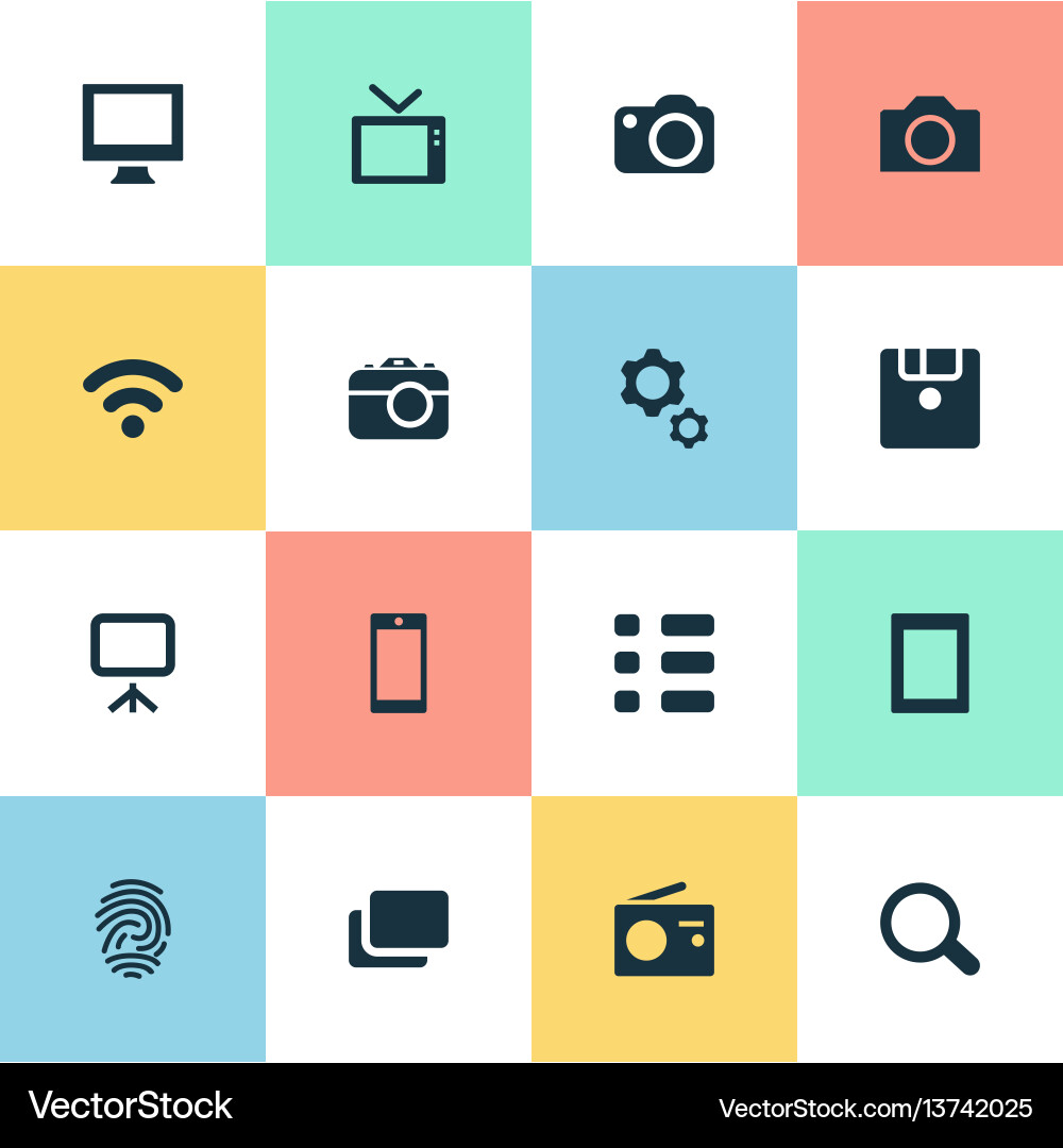 Set of simple hardware icons Vector Image