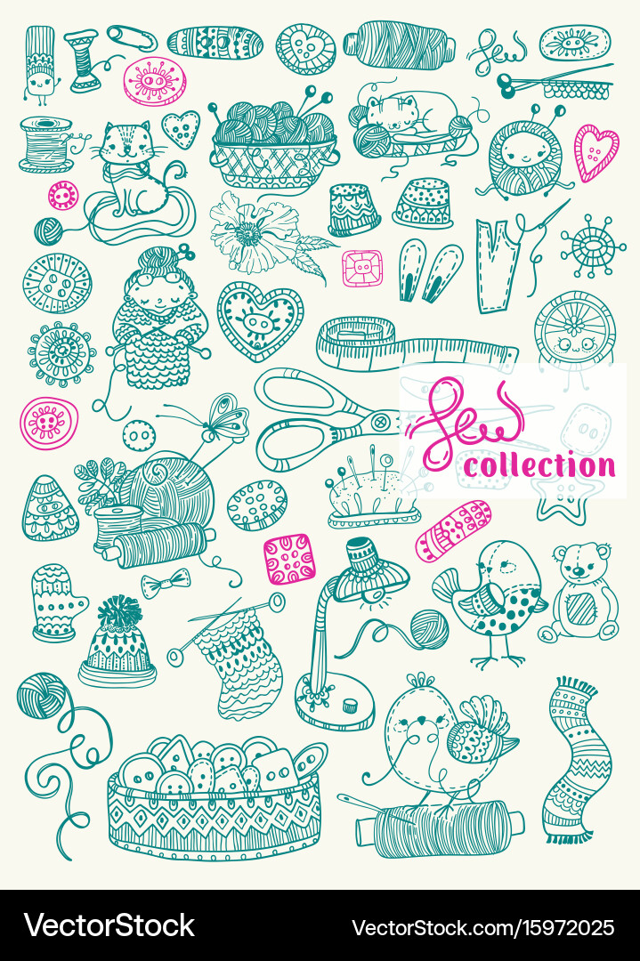 Sewing Kit Collection Royalty Free Vector Image