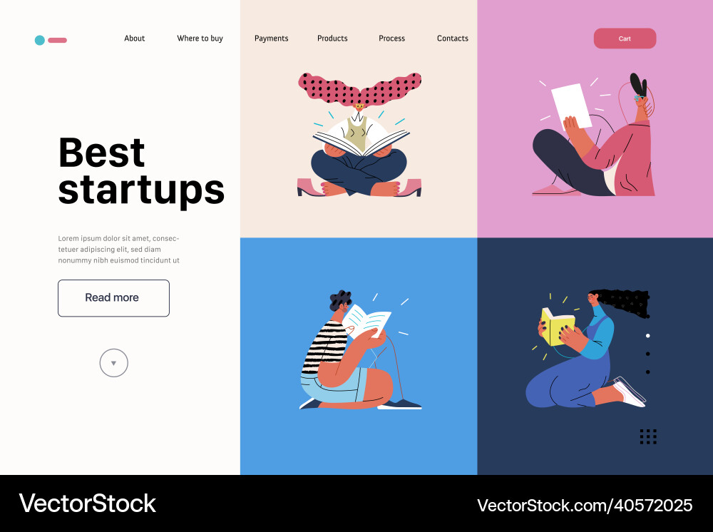 Startup website landing template Startup website landing template vector image