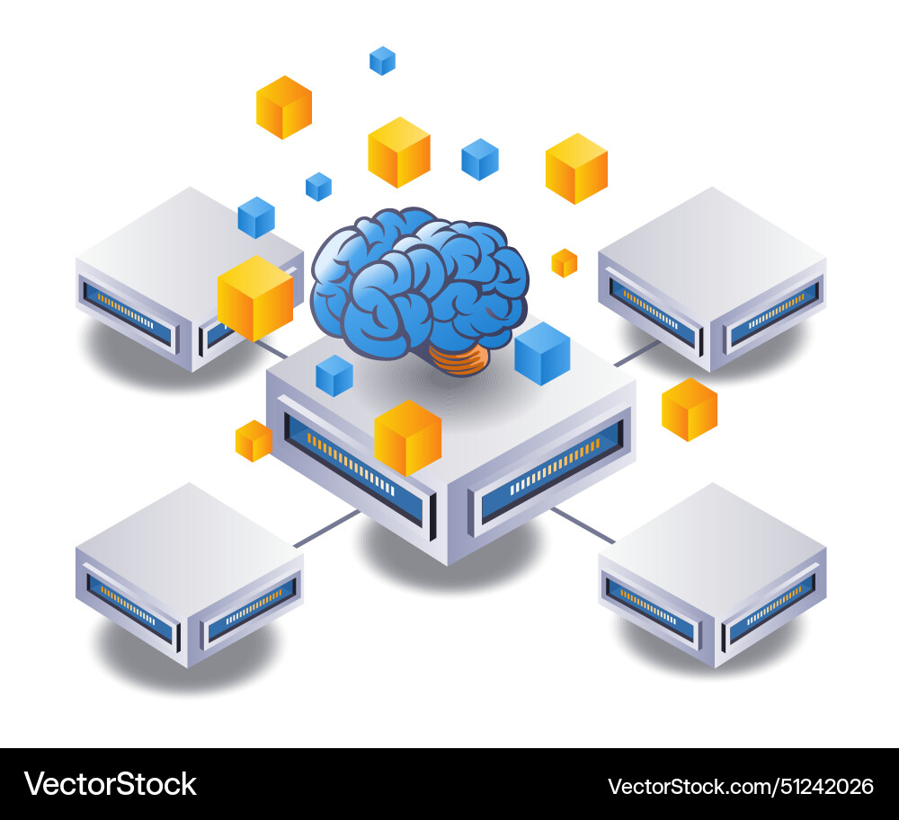 Artificial intelligence server network technology Artificial intelligence server network technology vector image