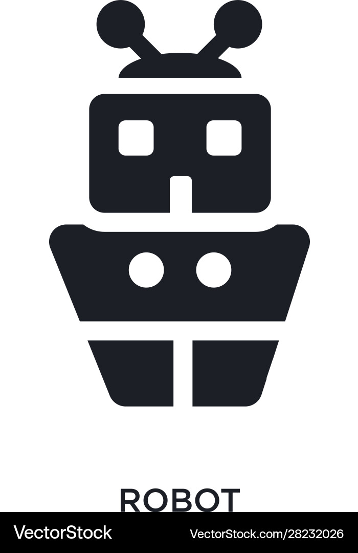 Black robot isolated icon simple element from vector image