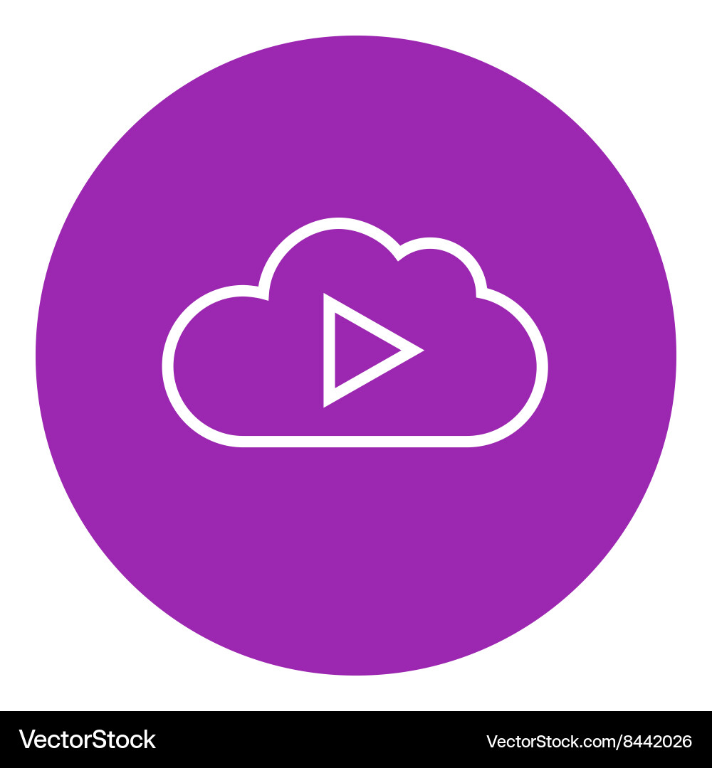 Cloud with play button line icon vector image
