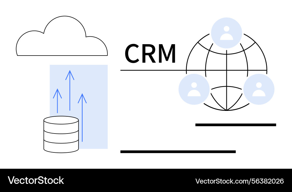 Crm system concept with cloud data storage vector image