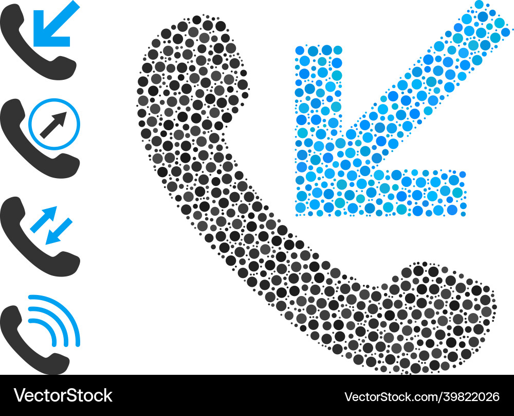 Dotted eingehende Call Collage von runden Punkten Dotted eingehende Call Collage von runden Punkten vektorbild