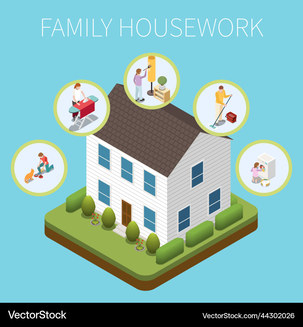 family-housework-design-concept-royalty-free-vector-image