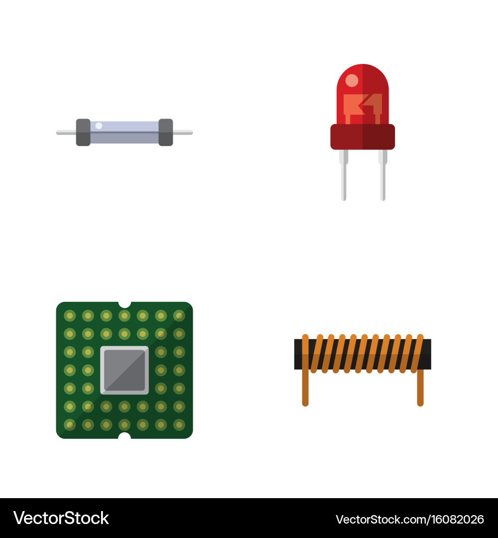 Flat icon device set of resistor recipient unit vector image