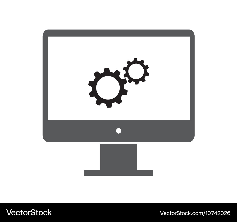 Flat monitor with application icons Vector Image