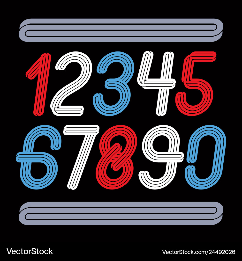 Funky elegant rounded numbers collection made Funky elegant rounded numbers collection made vector image