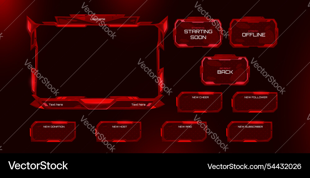 Game stream ui borders set isolated on black Game stream ui borders set isolated on black Vector Image