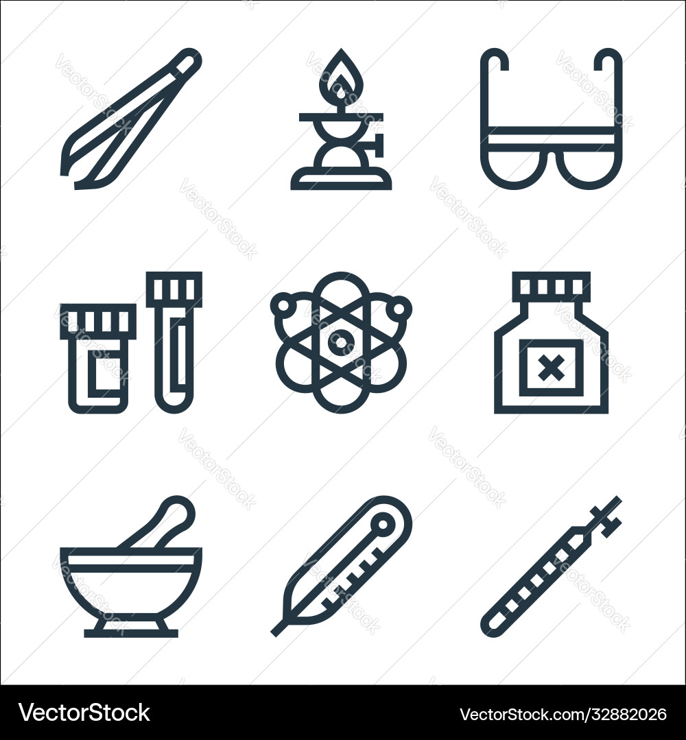Laboratory line icons linear set quality Laboratory line icons linear set quality Vector Image