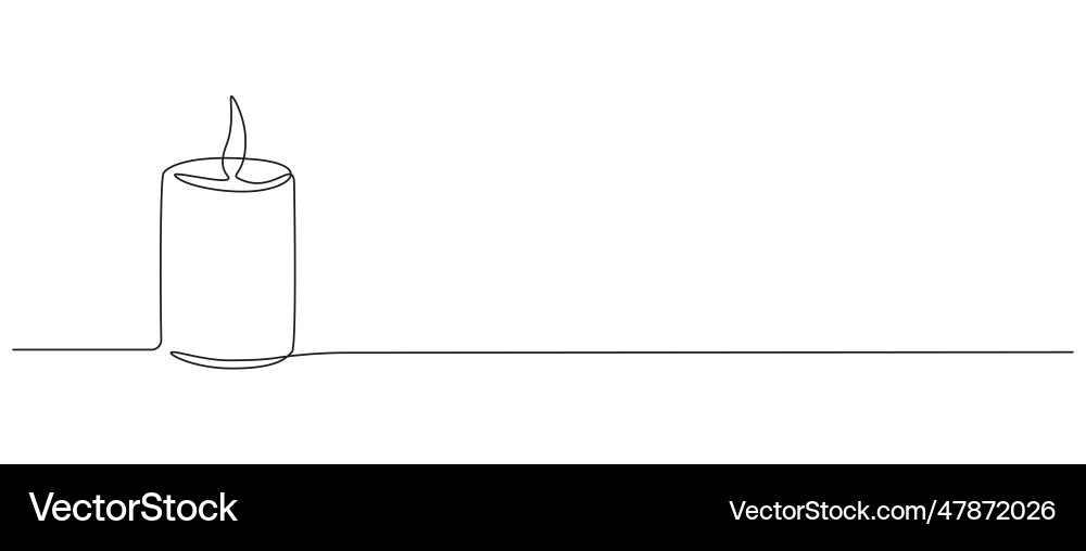 One continuous line drawing of candle with flame One continuous line drawing of candle with flame vector image