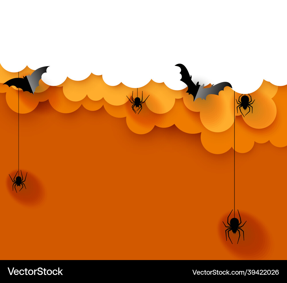 Orange halloween Hintergrund mit Spinnen und Fledermaus Orange halloween Hintergrund mit Spinnen und Fledermaus vektorbild