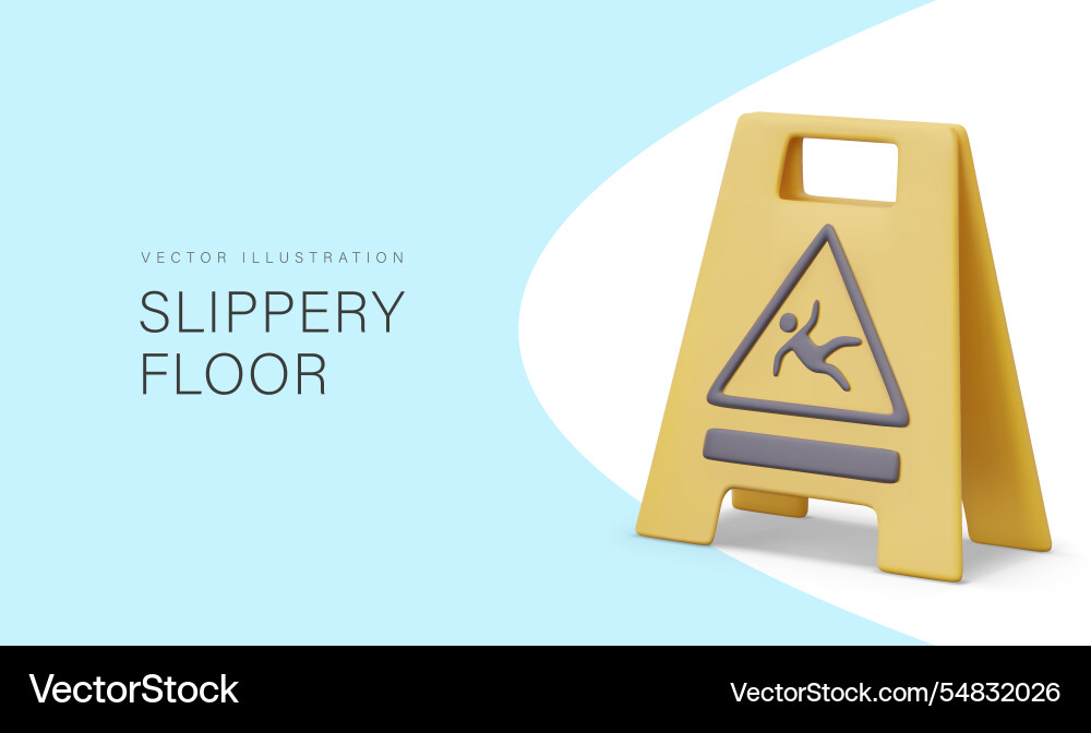 Plastic sign warning of slippery floor Plastic sign warning of slippery floor vector image