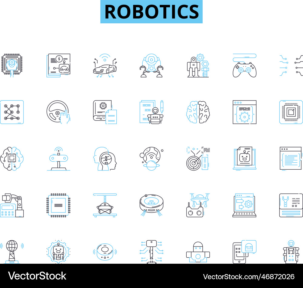Robotik lineare Icons setzen Automatisierung ai Robotik lineare Icons setzen Automatisierung ai vektorbild