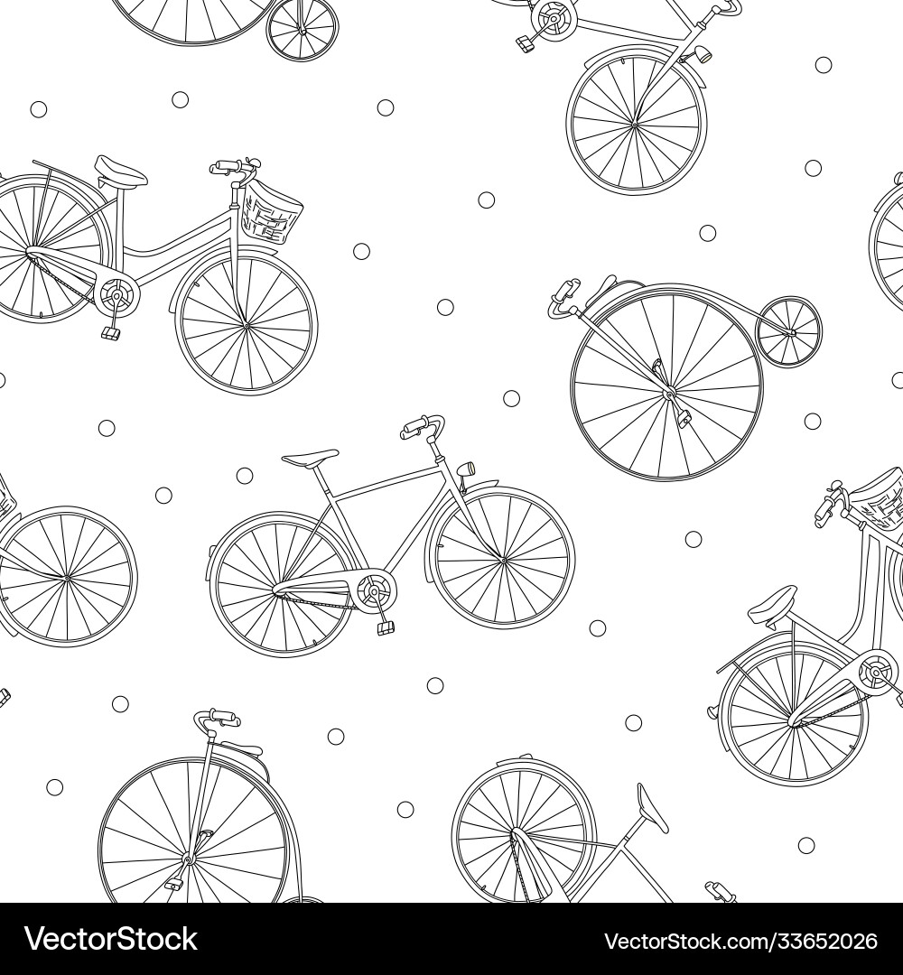 Seamless pattern with bikes on a white background Seamless pattern with bikes on a white background vector image