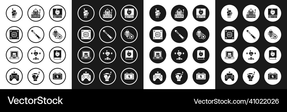 Set robot screwdriver processor vector image