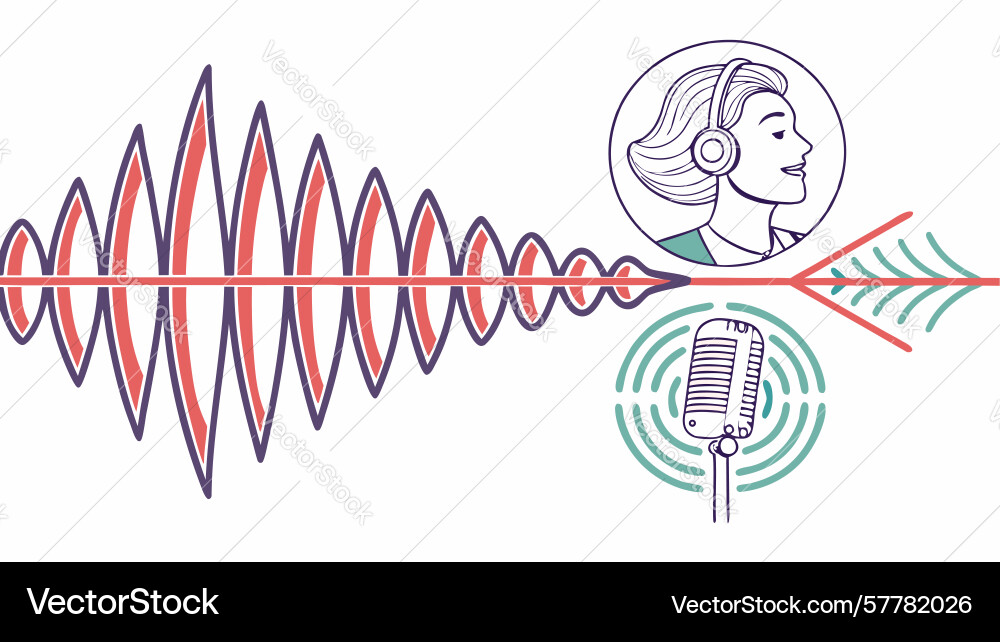 Sound waves from mouth visualizing communication Vector Image