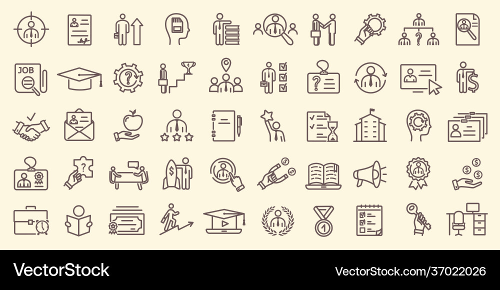 Very large set line drawn career icons Very large set line drawn career icons vector image