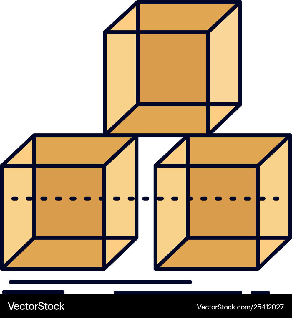 Arrange design stack 3d box flat color icon Arrange design stack 3d box flat color icon vector image