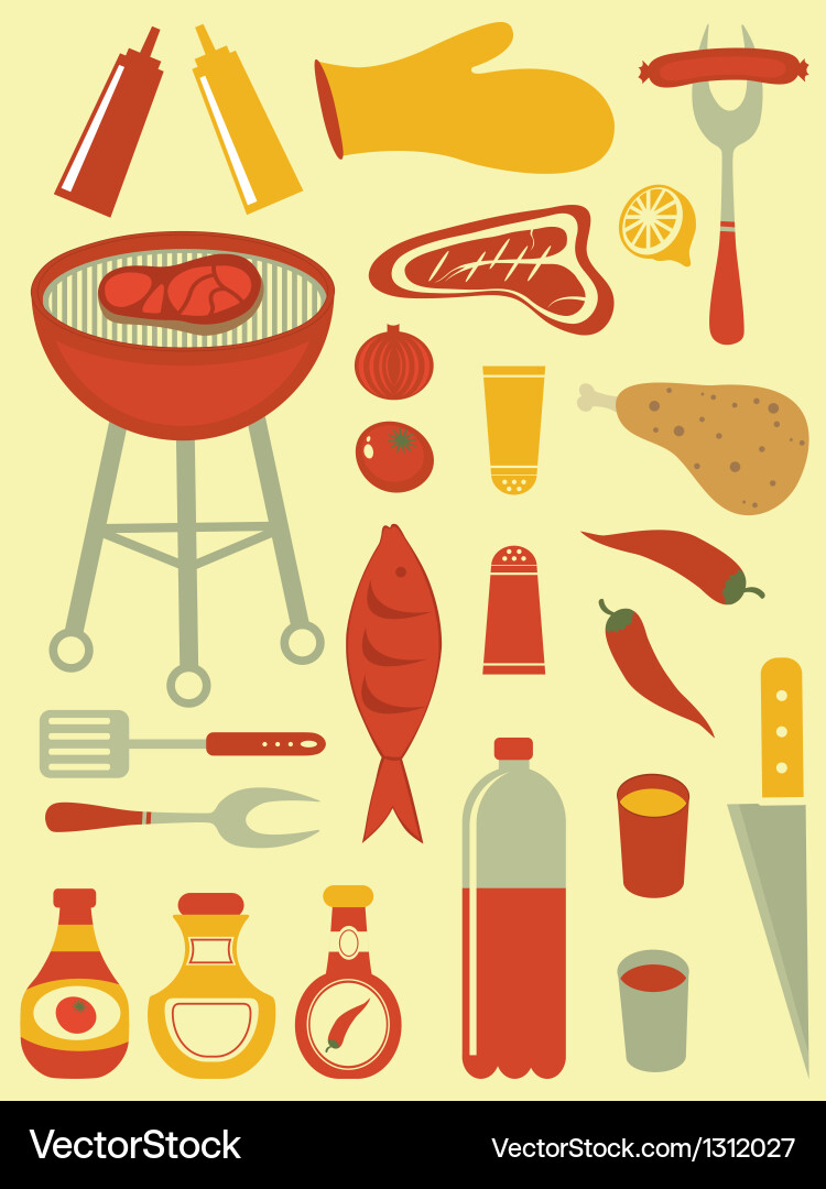 Barbecue set Royalty Free Vector Image - VectorStock