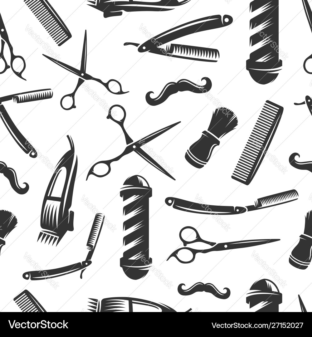 Barbershop seamless pattern repeating vector image