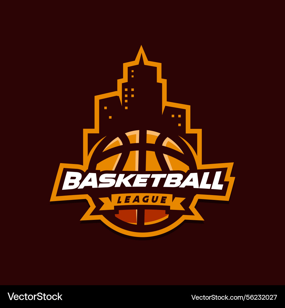 Basketball with city background logo Basketball with city background logo Vector Image