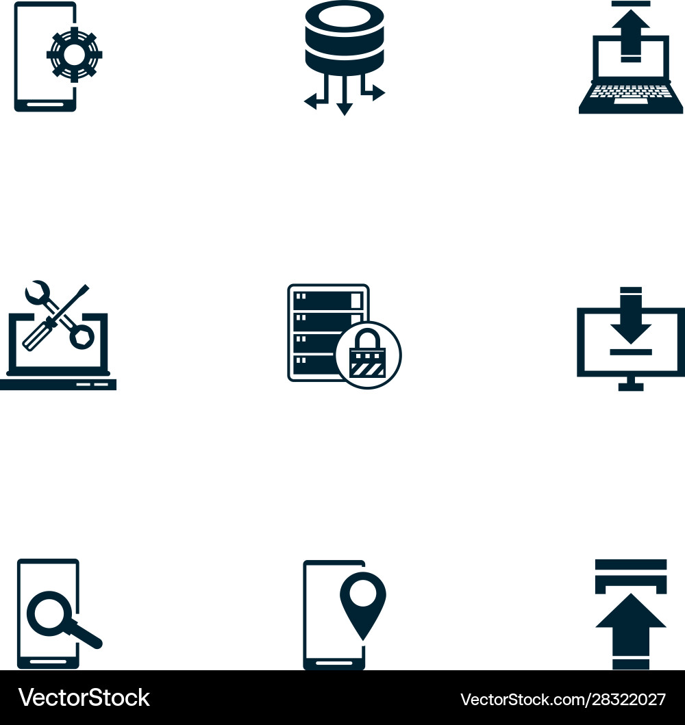 Bundle data center set icons Vector Image