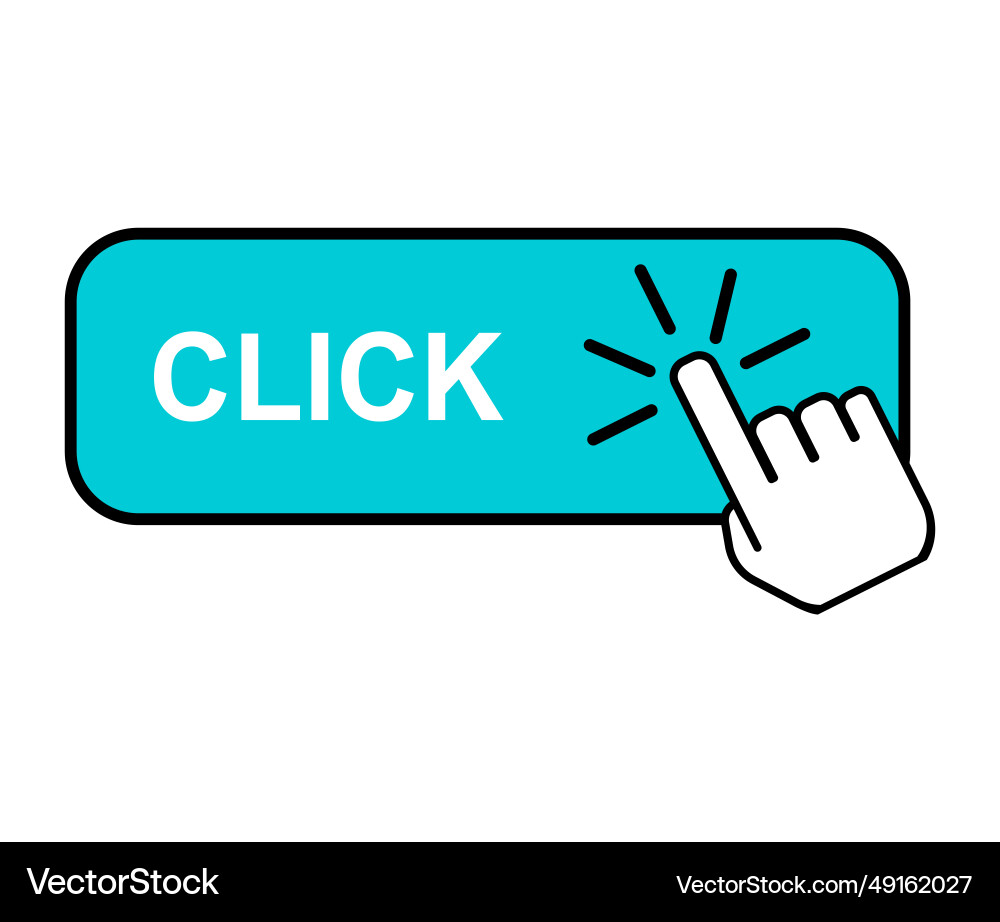 Click here web button internet flat pointer Click here web button internet flat pointer Vector Image