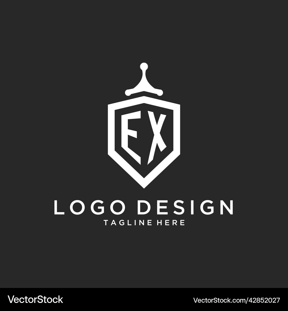 Ex monogram logo initial with shield guard shape Ex monogram logo initial with shield guard shape Vector Image