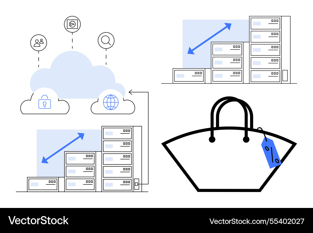 Growth and security in cloud computing with e Growth and security in cloud computing with e Vector Image