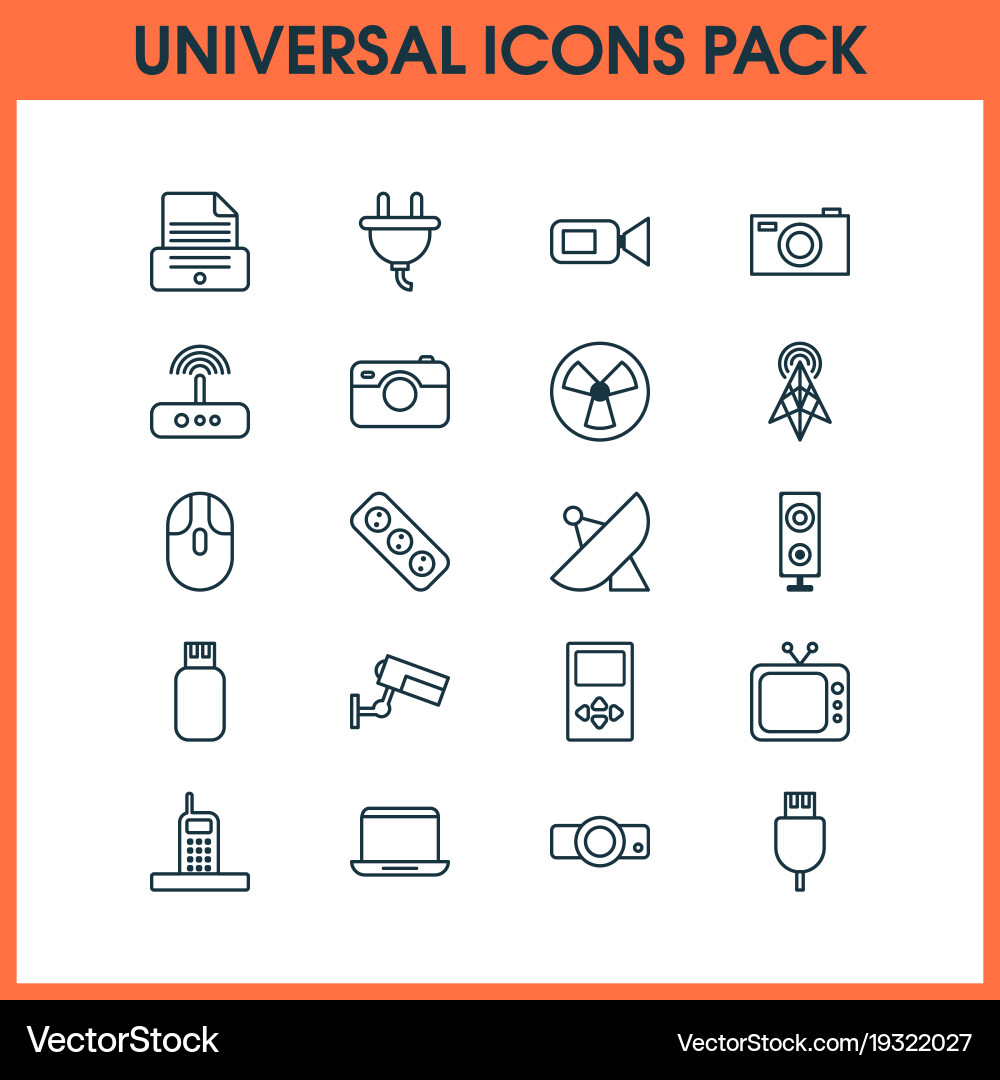Hardware icons set with wireless router Vector Image