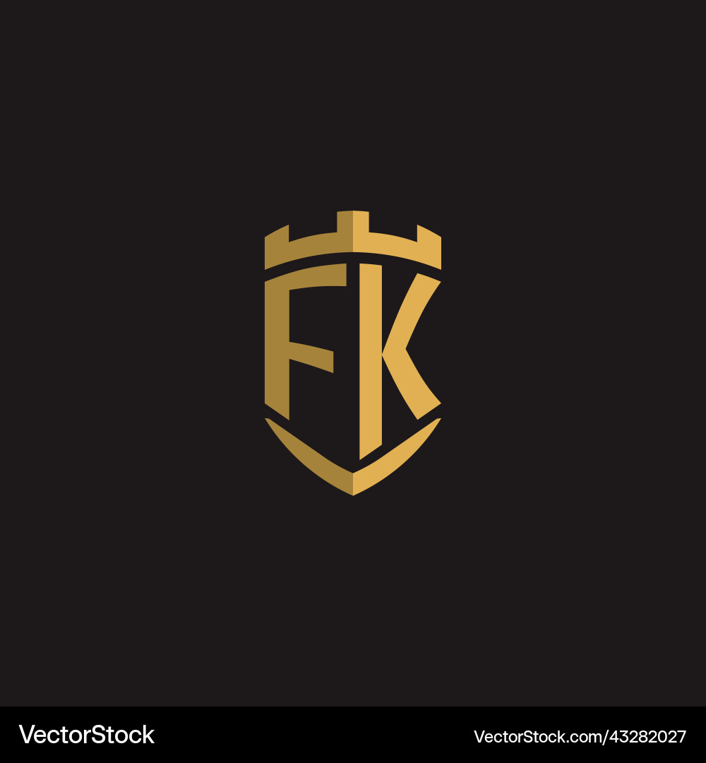 Initials fk logo monogram with shield style design Initials fk logo monogram with shield style design vector image