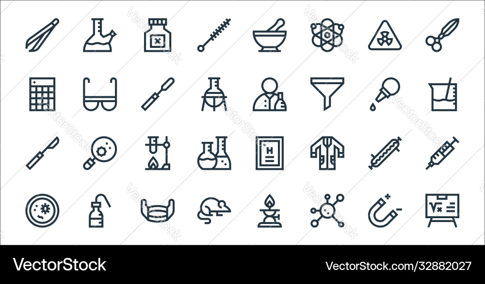 Laboratory line icons linear set quality Laboratory line icons linear set quality Vector Image