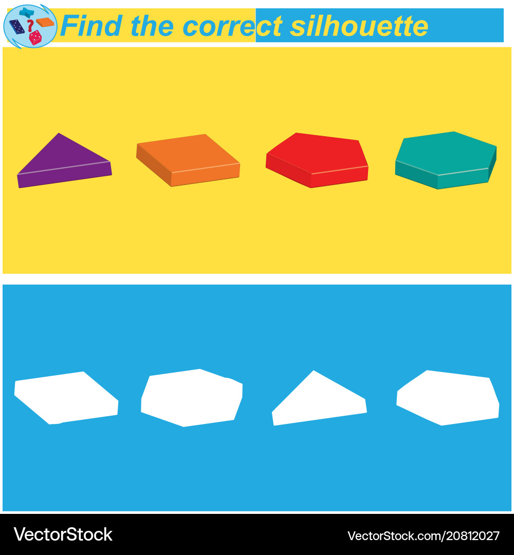 Logical task find the correct silhouette game vector image