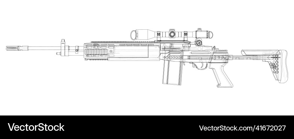 Machine gun rendering of 3d Machine gun rendering of 3d Vector Image
