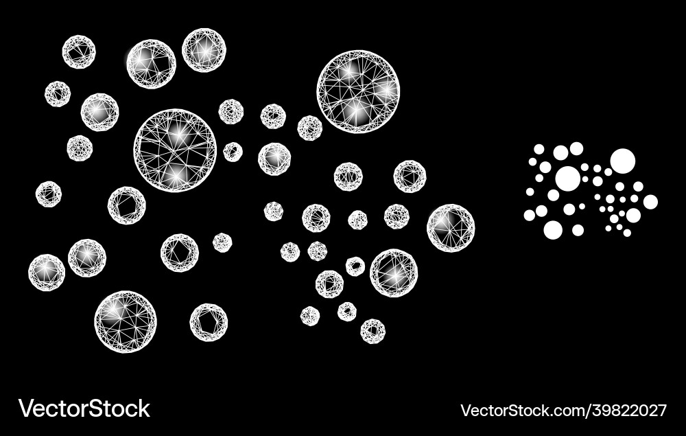 Polygonal network mesh bubble cluster with magic Polygonal network mesh bubble cluster with magic vector image