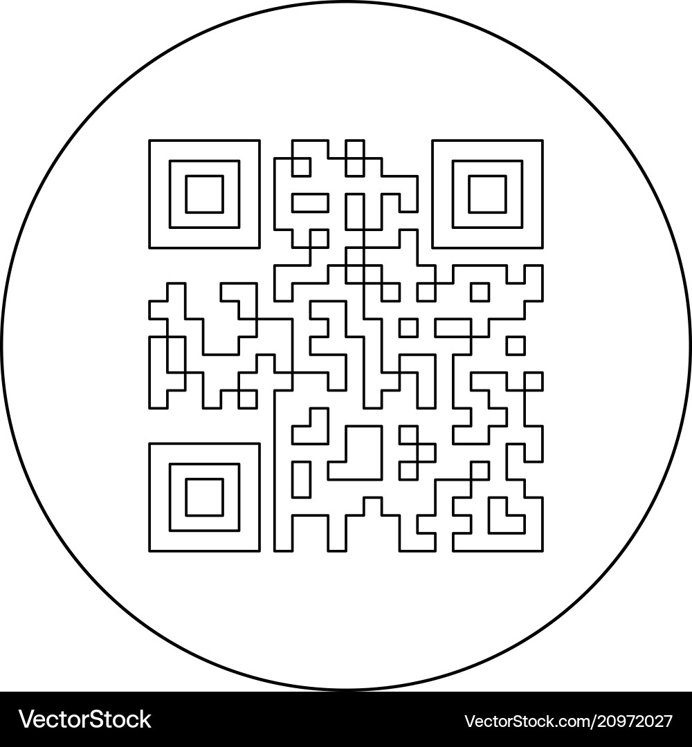 Qr code icon black color in circle or round vector image