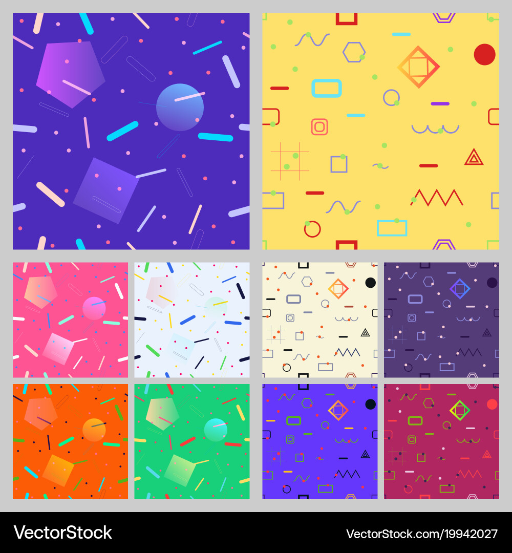 Retro Geometric Patterns Vector Image